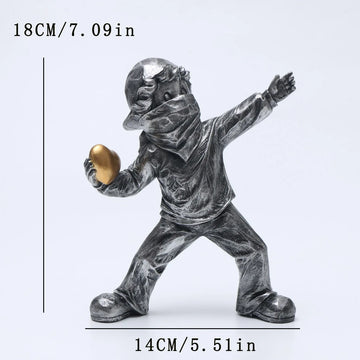 statuette enfant lançant cœur résine blanc bronze moderne décor intérieur collection figuration