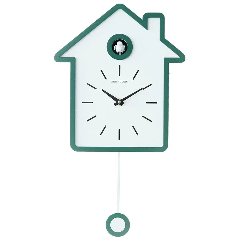 horloge murale moderne bois naturel cadre blanc aiguille quartz pendule adhésif salon deco simple