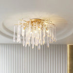 lampe moderne dorée cristal transparent branches élégante diamètre 100cm 80cm 60cm trois lumières neutres