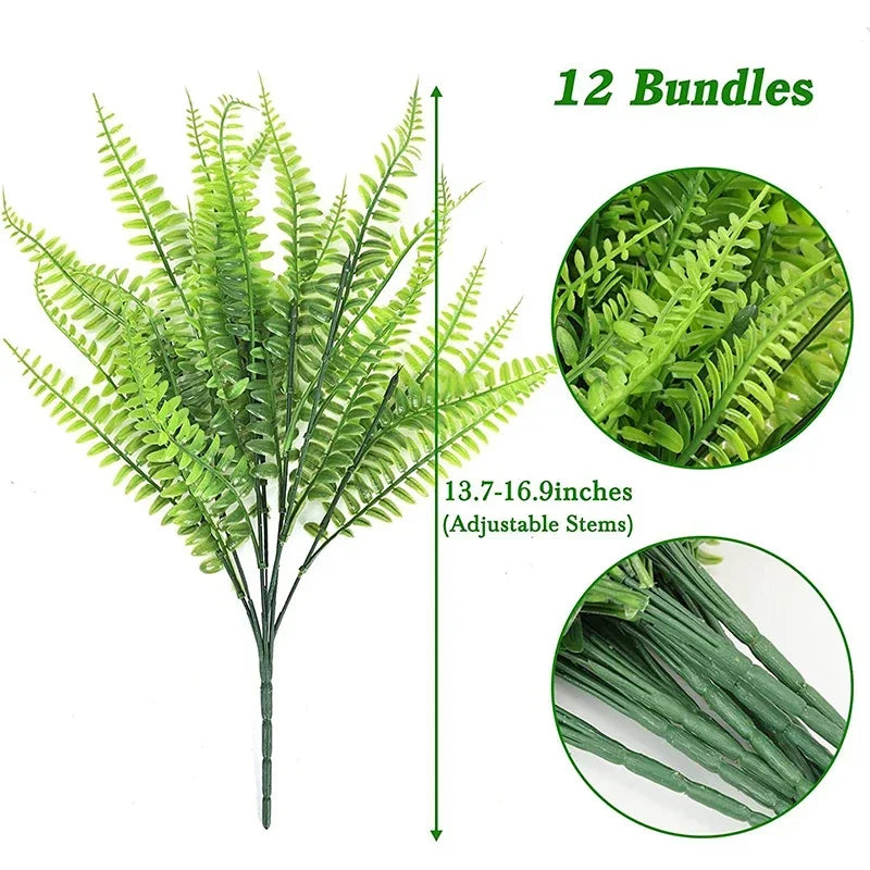 plantes artificielles fougères vertes paniers osier suspension extérieur décoration jardin branches ajustables