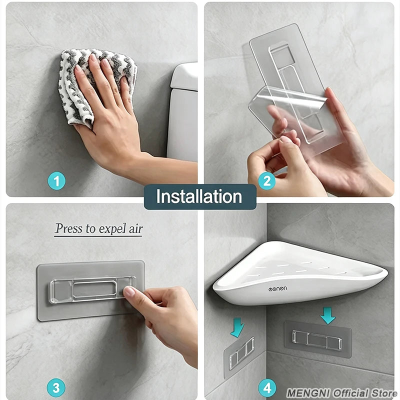 étagère salle bain blanc adhésive imperméable abs moderne porte serviettes triangulaire