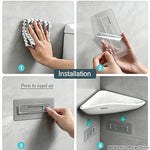 étagère salle bain blanc adhésive imperméable abs moderne porte serviettes triangulaire