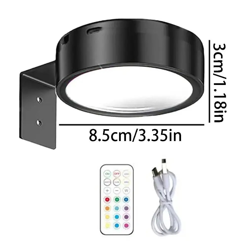 lampe murale led noire rechargeable sans fil adhésive télécommande câble usb moderne intangible économique