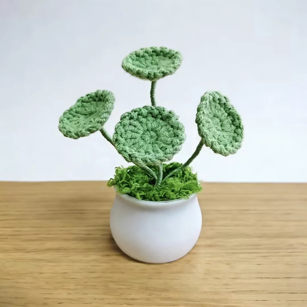 plante artificielle tricotée vert clair decoration maison anniversaire mariageintérieur creative artisanale