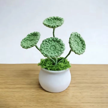 plante artificielle tricotée vert clair decoration maison anniversaire mariageintérieur creative artisanale