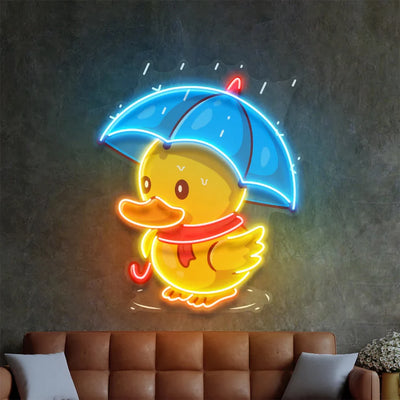 Enseigne néon canard sous la pluie blanc décoration murale chambre