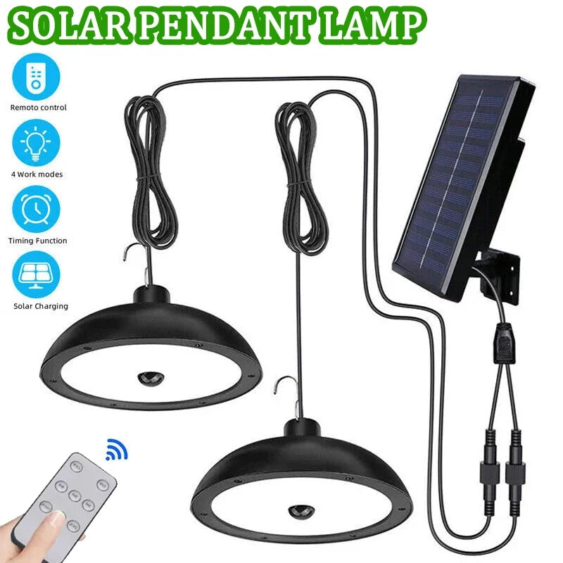lampe suspendue solaire noire moderne ip65 led télécommande facileextérieur