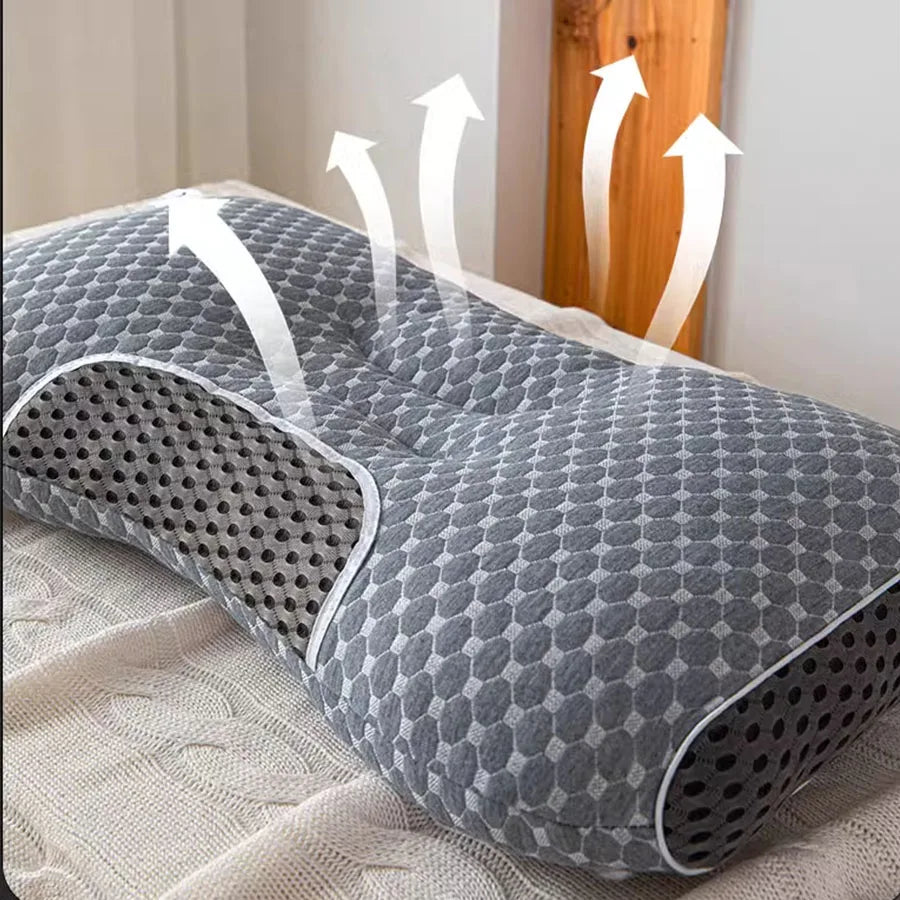 coussin cervical support hexagones gris poche haute élasticité antistatique voyage massage litérie