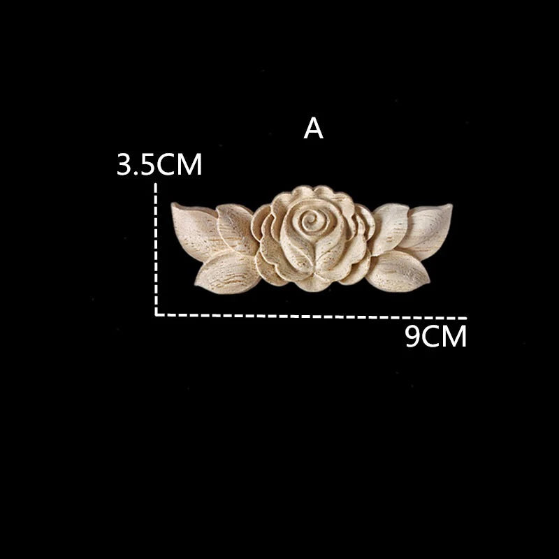 appliques décoratives bois blanc artisanal fleurs sculptées baroque vintage miroir cadre mural
