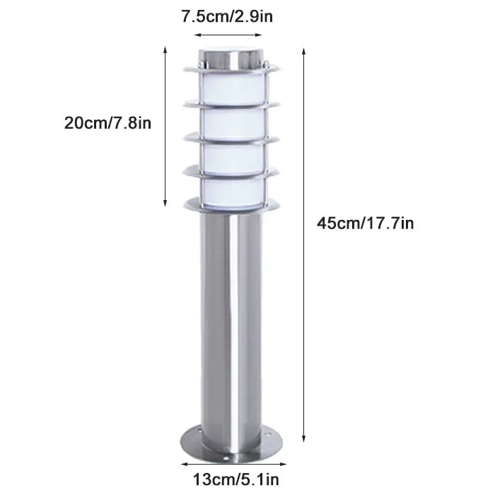 lampe solaire argentée moderne 13cm 76cm 30cm acier poli led e27 fixée concentrique