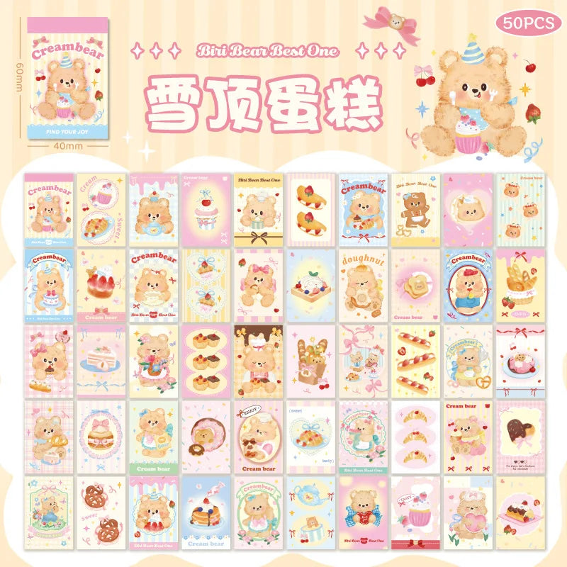 autocollants kawaii ours mignons rose beige blanc diy scrapbooking cartes postales