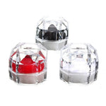 boîte bijoux transparente facettée moderne adhésif poudre blanche rouge noire élégante internes