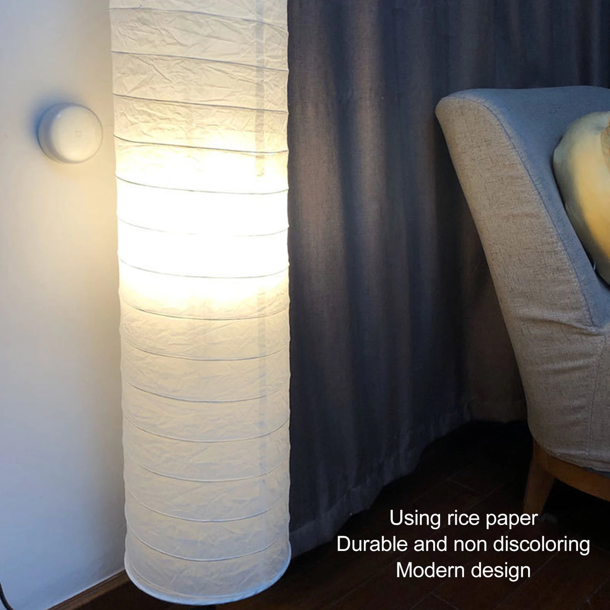 lampe sol moderne blanc rayures horizontales 94cm câble électrique base noire