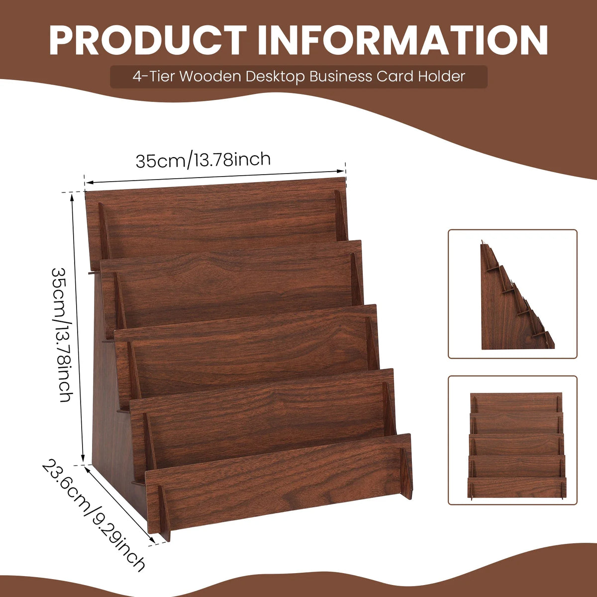 présentoir bois quatre niveaux moderne support cartes visite brochures salons artisanat retail echangiste écologique