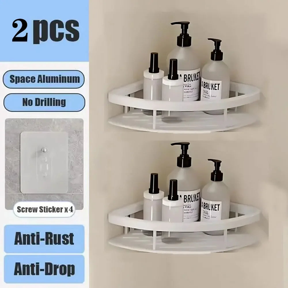 étagère murale aluminium noir contemporaine clips magnétiques rangement salle bain douche toilettes multifonctionnelle fixations