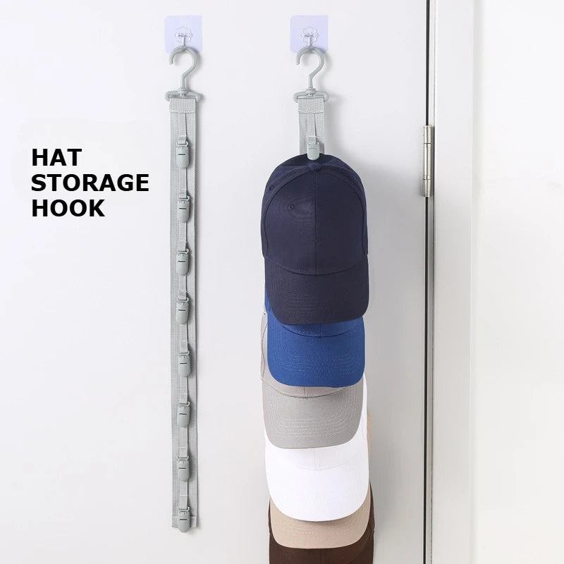 porte chapeaux mural gris bleu marine pratique moderne clips serrés cordon multicolore