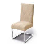 housse chaise extensible motif feuilles gris clair siège salle manger cuisine moderne