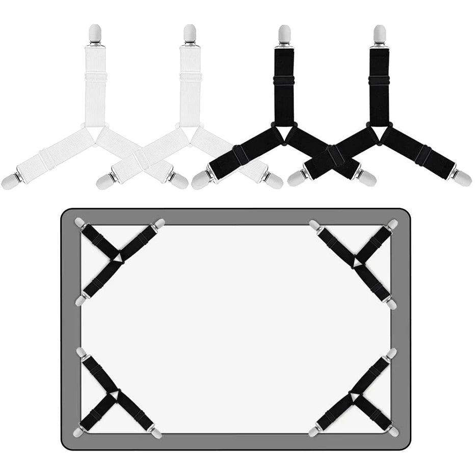 Clips literie noir blanc clips métalliques tissu uni moderne sangles élastiques réglables attaches drap