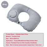 coussin voyage gonflable forme cou confortable velours gris rose bleu ergonomique portable sac rangement