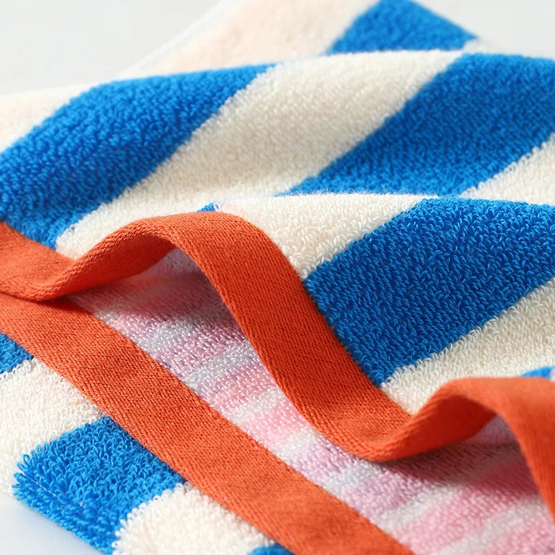 serviettes bain rayées coton absorbant homme femme moderne vert rose bleu