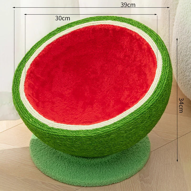 lit chat forme pastèque vert rouge texture graines escalade jouet original ludique