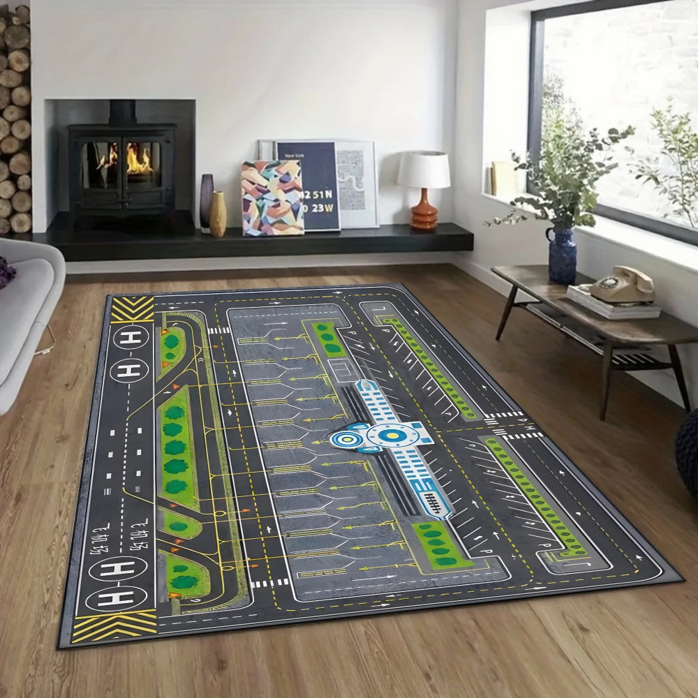 tapis moderne 3d abstrait motifs aéroport gris vert blanc bleu noir salon chambre extérieur
