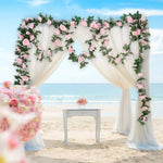 guirlande florale artificielle rose verte mariage décoration extérieure champêtre romantique fleurs feuilles vigne