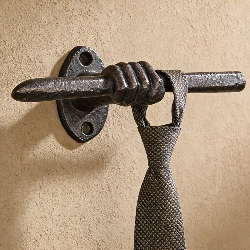 porte manteau mural rustique fonte vieillie main agrippée écharpe bijoux clés vert foncé marron