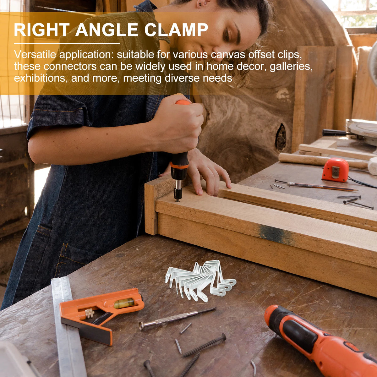 pinces angle droit bricolage bois moderne argentées outils cadre photo clips miroir fixations vis.instructions