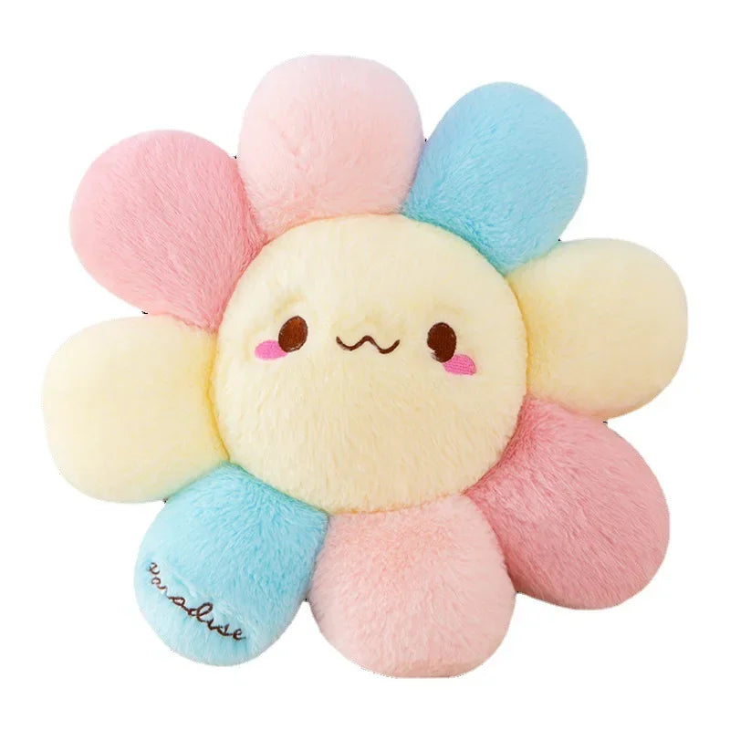 coussin kawaii peluche rose bleu jaune doux brodé tournesol 40cm imperméable mémoire anti décubitus
