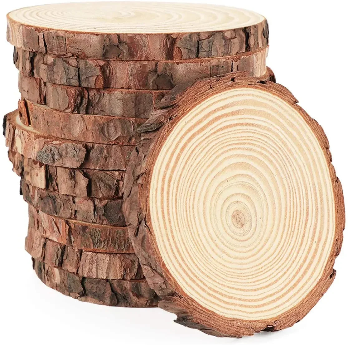 tranches bois naturel marron clair décoration peinture 16cm diamètre rustic artisanal