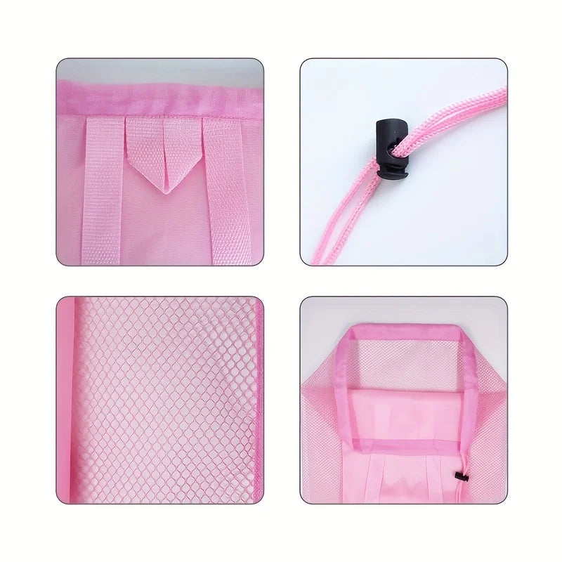 sac dos réutilisable polyestère maille rose bleu vert clair moderne fermeture éclair poche cordon
