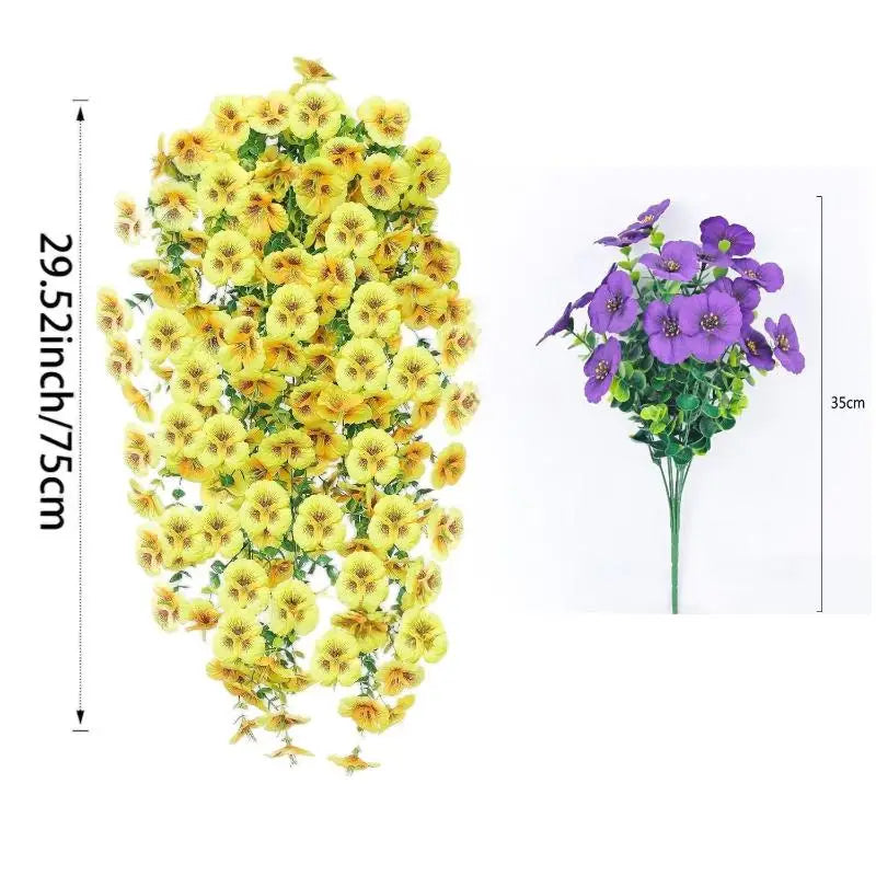 décoration murale fleurs artificielles violet jaune blanches oranges modernes intérieure pendaison chambre salon