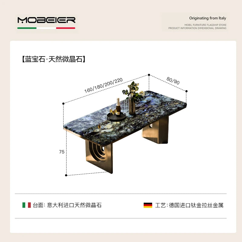 table manger moderne rectangulaire plateau marbre bois pieds métal salon cuisine gris
