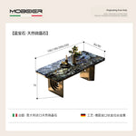 table manger moderne rectangulaire plateau marbre bois pieds métal salon cuisine gris