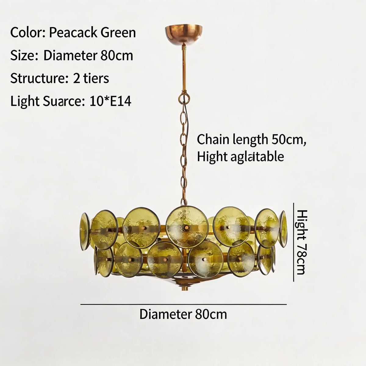 suspension lumineuse moderne élégante verre orange rond translucide chaîne métallique