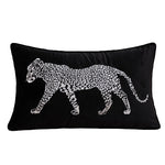 housse coussin brodée léopard velours élégante noir vert décorative maison voiture 45x45cm 30x50cm fixations