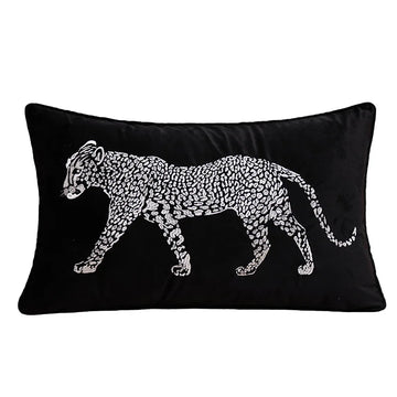 housse coussin brodée léopard velours élégante noir vert décorative maison voiture 45x45cm 30x50cm fixations