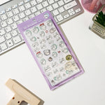sticker 3d mignon animaux expressions différentes blanc bleu rose jaune gris vert clair cartoon