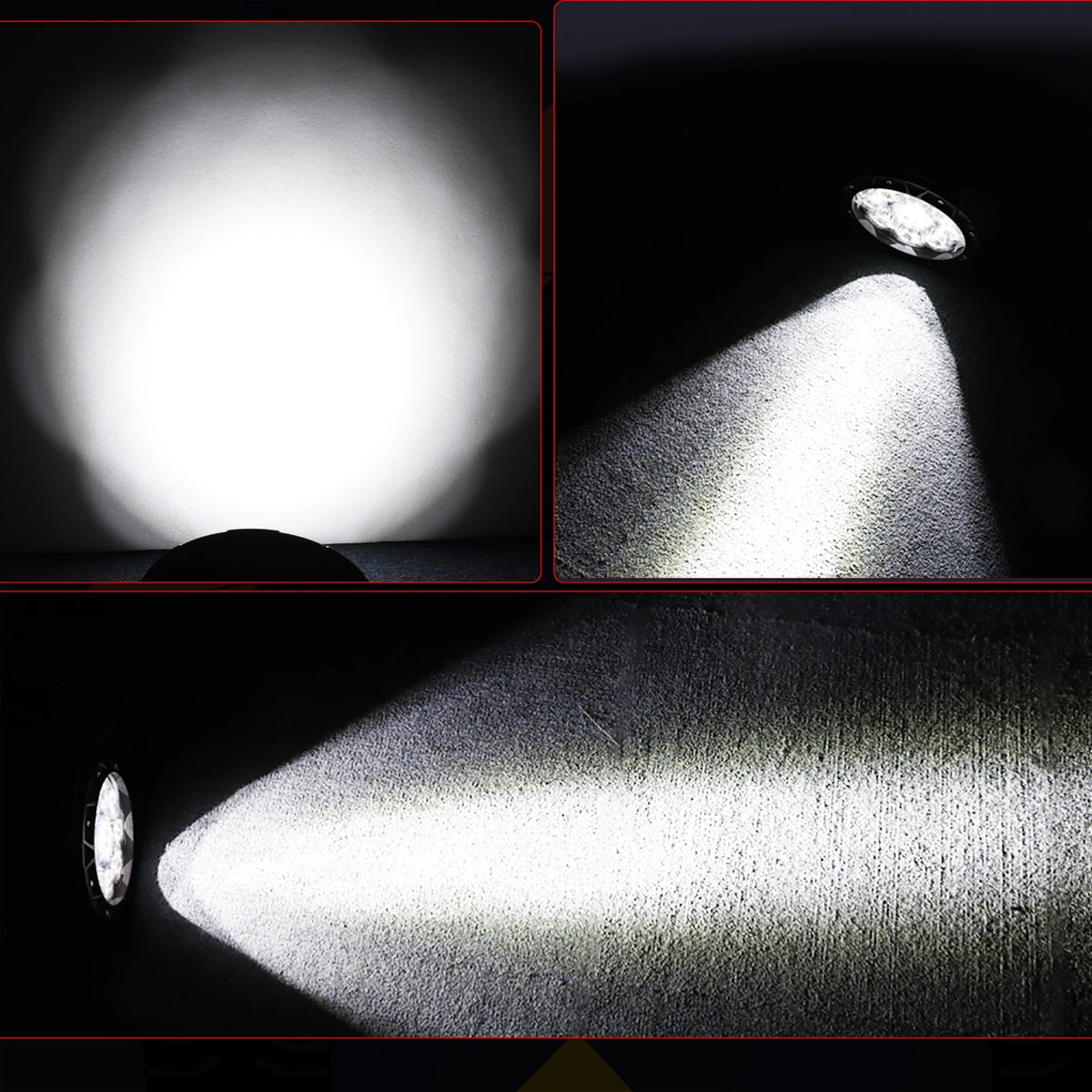 lampe travail tout terrain 6500k led ronde moderne robuste noir jaune haute luminité spot