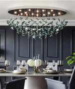 Suspension lumineuse moderne transparente fleurs papillon vert chambre salon restaurant