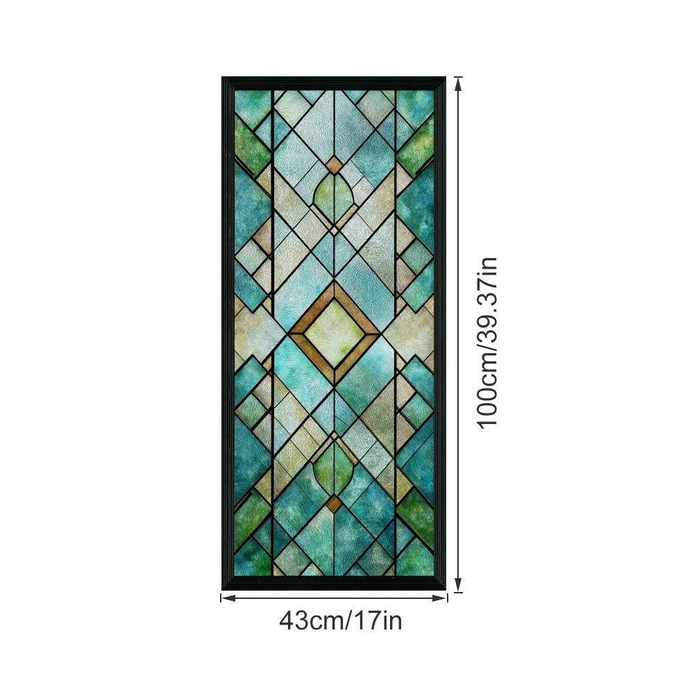 film vitrail adhésif art déco motifs floraux géométriques couleurs vives opaques fenêtre
