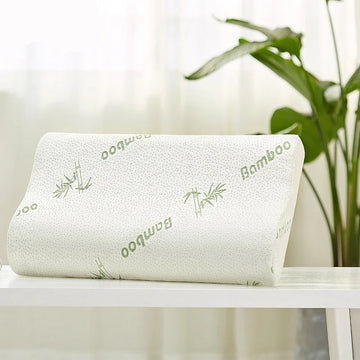 oreiller mousse mémoire forme fibre bambou imprimé blanc contour ergonomique zip voyage lit