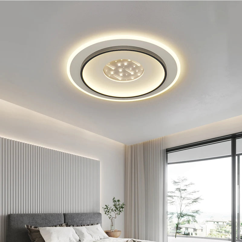 plafonnier led moderne blanc doré minimaliste éclairage cuisine chambre salon