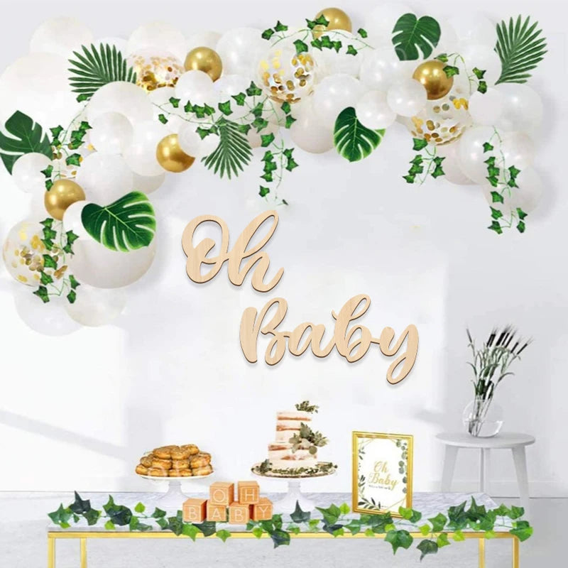 décoration anniversaire or lettres bois oh baby élégant écriture cursive festive photobooth
