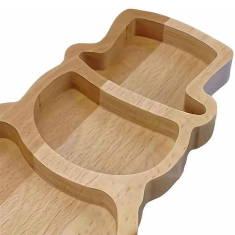 assiette compartiments bois moderne grain visible opaque noël minimaliste