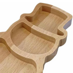 assiette compartiments bois moderne grain visible opaque noël minimaliste