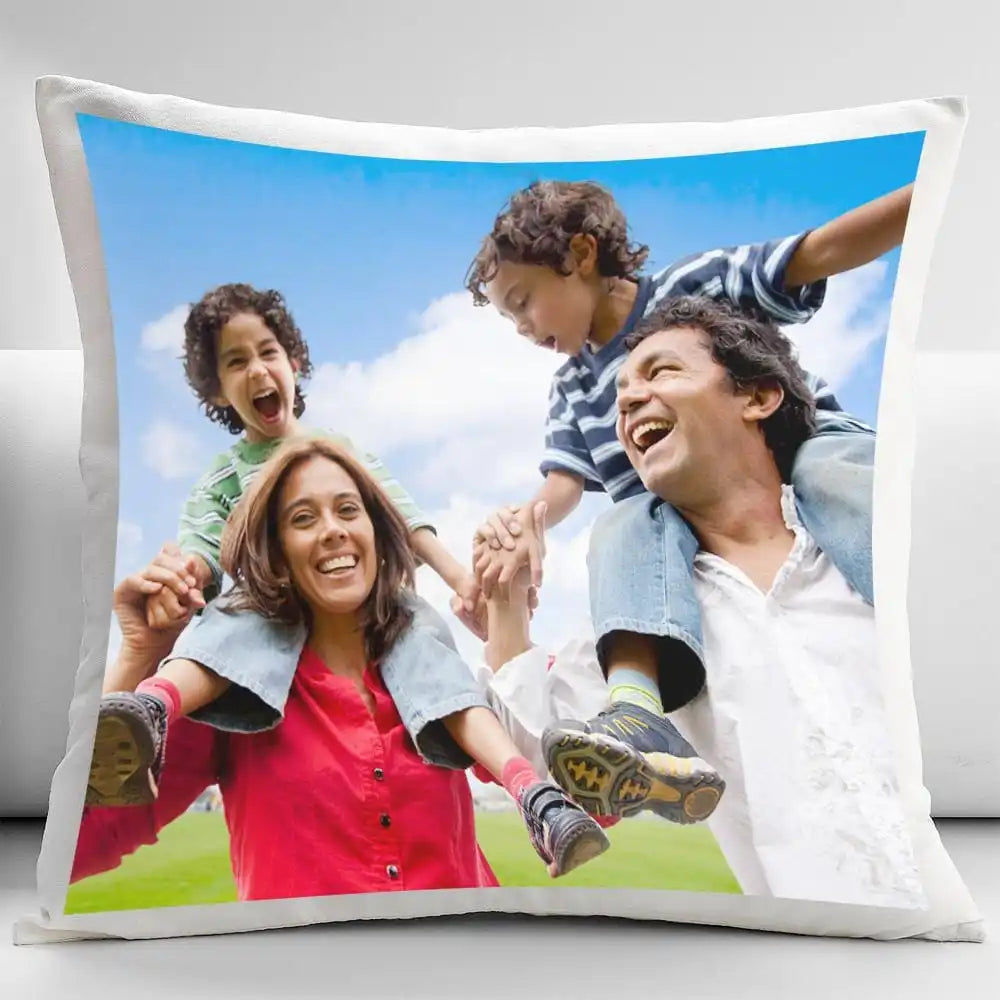 coussin carré moderne imprimé photos famille lavable coton polyester double sided print