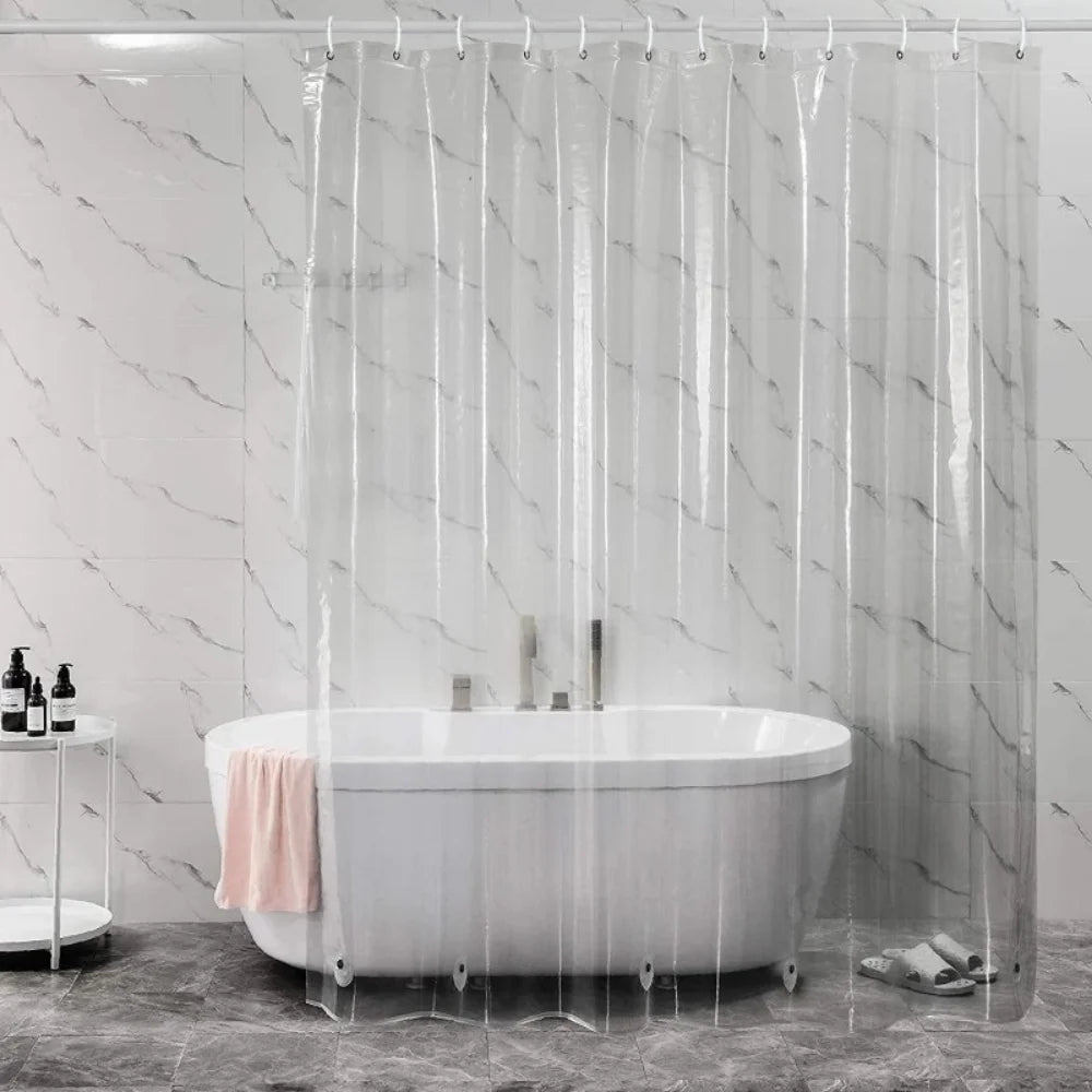 rideau douche transparent moderne aimants lestés blanc gris rose