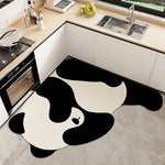 tapis sol cuisine marron gris noir blanc visage animaux ours chat panda dessin animé